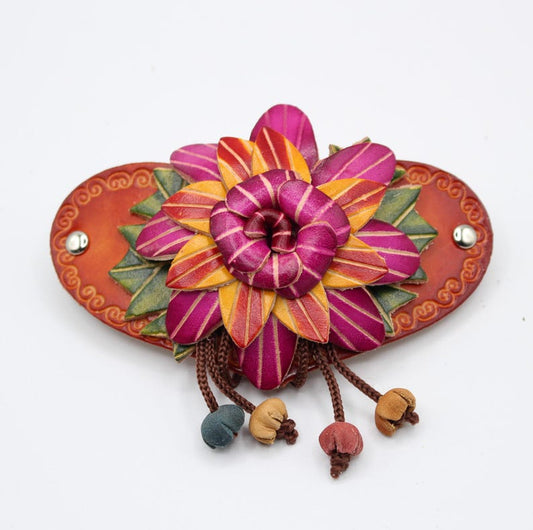 Genuine Handmade Leather Flower Hair Stick / Hair Clip - Hair Accessory,barrettes