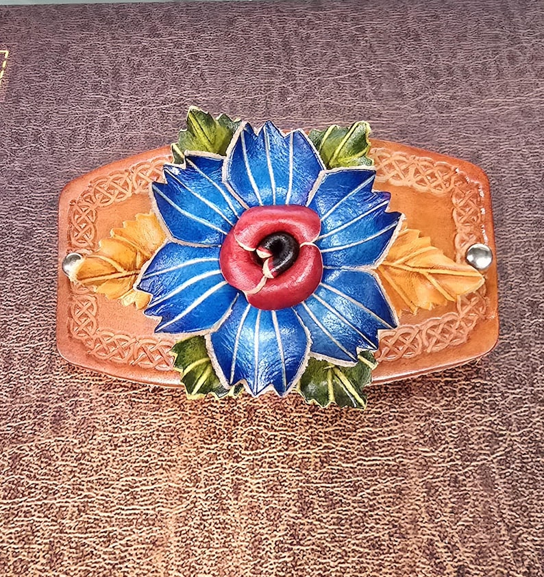 Handmade Leather Rose Hair Clip or Stick: Floral Hair Accessory
