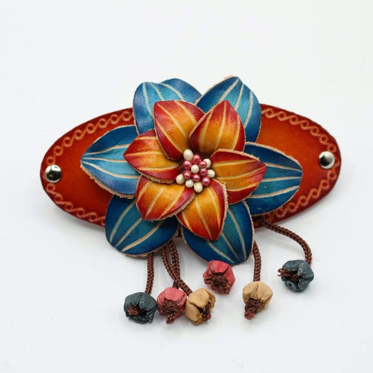 Genuine Handmade Leather Flower Hair Stick / Hair Clip - Hair Accessory,barrettes