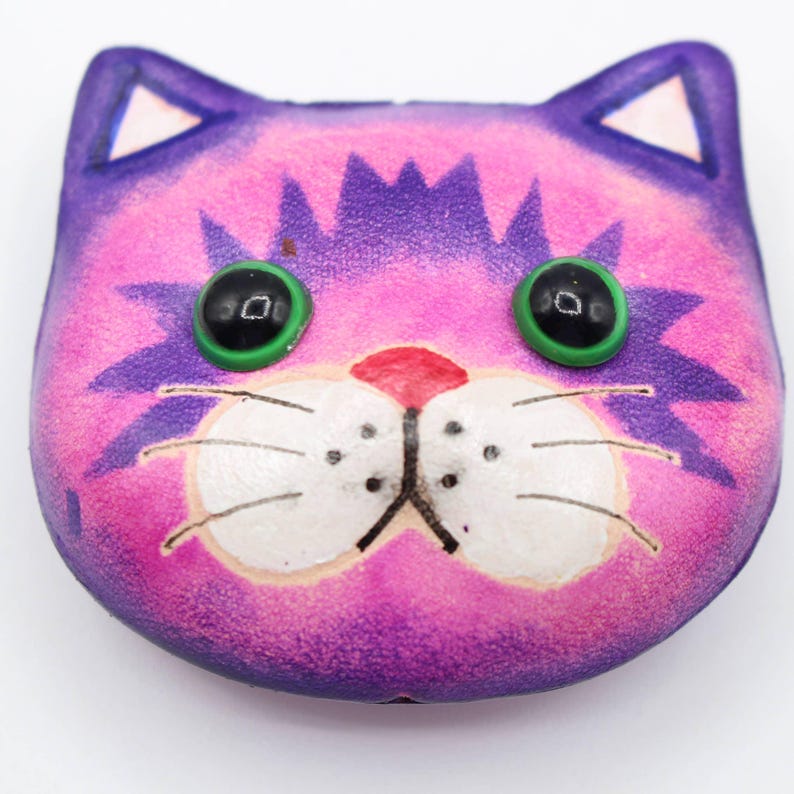 Handmade leather cat kitty magnets refrigerator 12 pcs per set birthday gifts