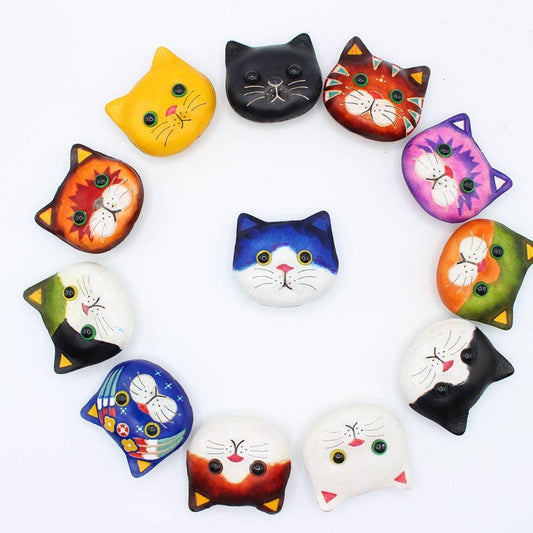 Handmade leather cat kitty magnets refrigerator 12 pcs per set birthday gifts