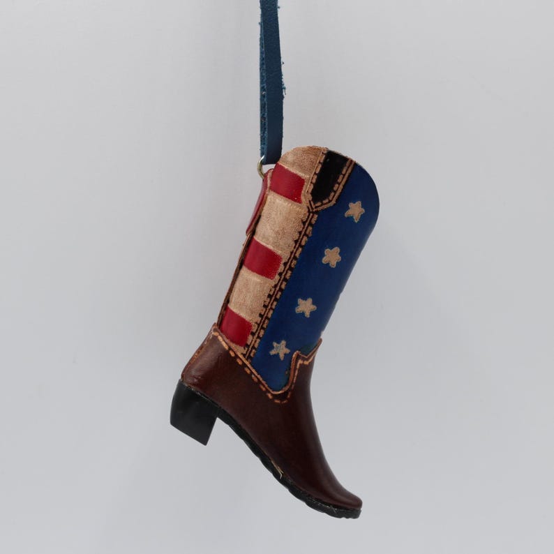 Genuine Handmade Leather Cowboy Boot Ornament