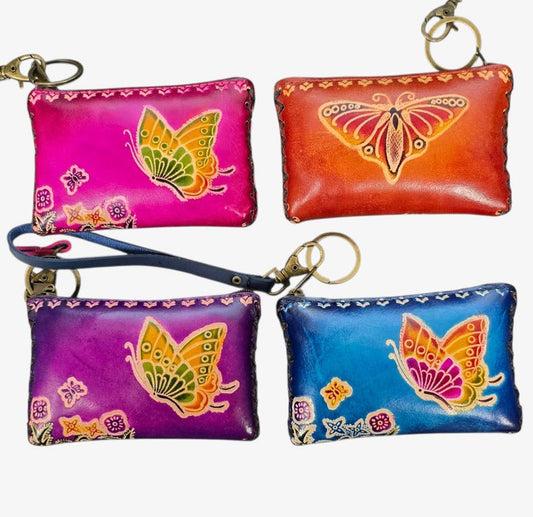 Handmade genuine leather butterfly coin purse / wallet / mini wallet, card holder / coin bag