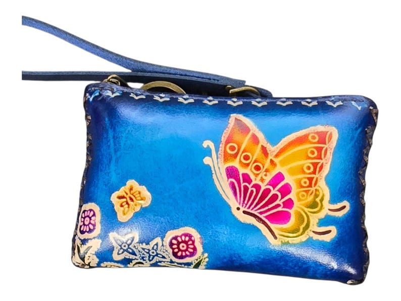 Handmade genuine leather butterfly coin purse / wallet / mini wallet, card holder / coin bag
