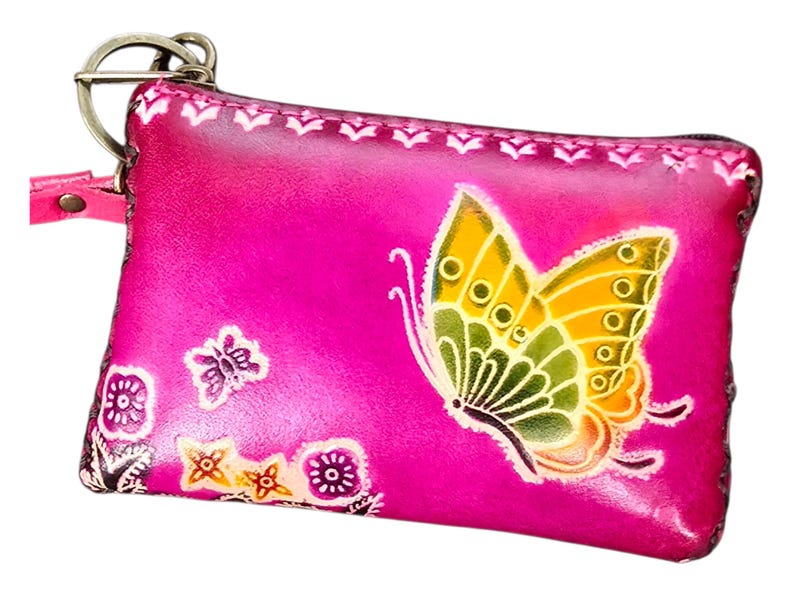 Handmade genuine leather butterfly coin purse / wallet / mini wallet, card holder / coin bag
